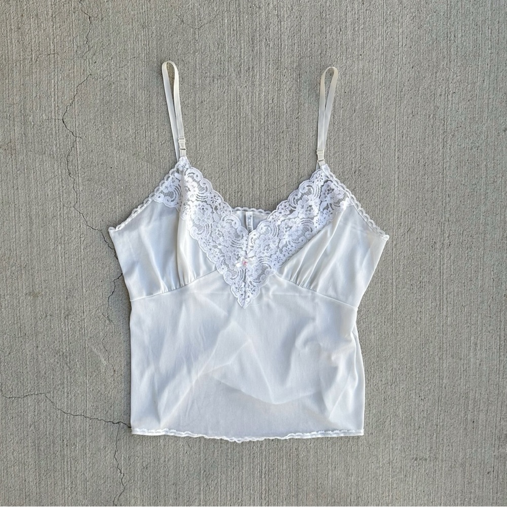 vintage white lace and satin camisole